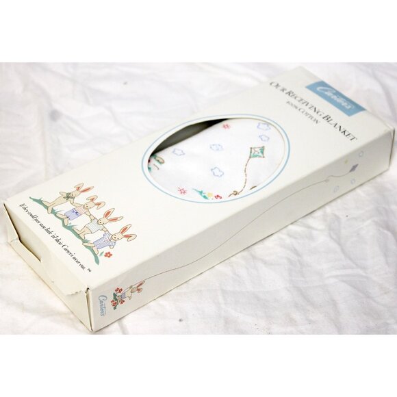 VTG Carters NEW Bunny Fun Baby Blanket Receiving Kite Skipping Rope Friend 32x40 - Picture 5 of 9